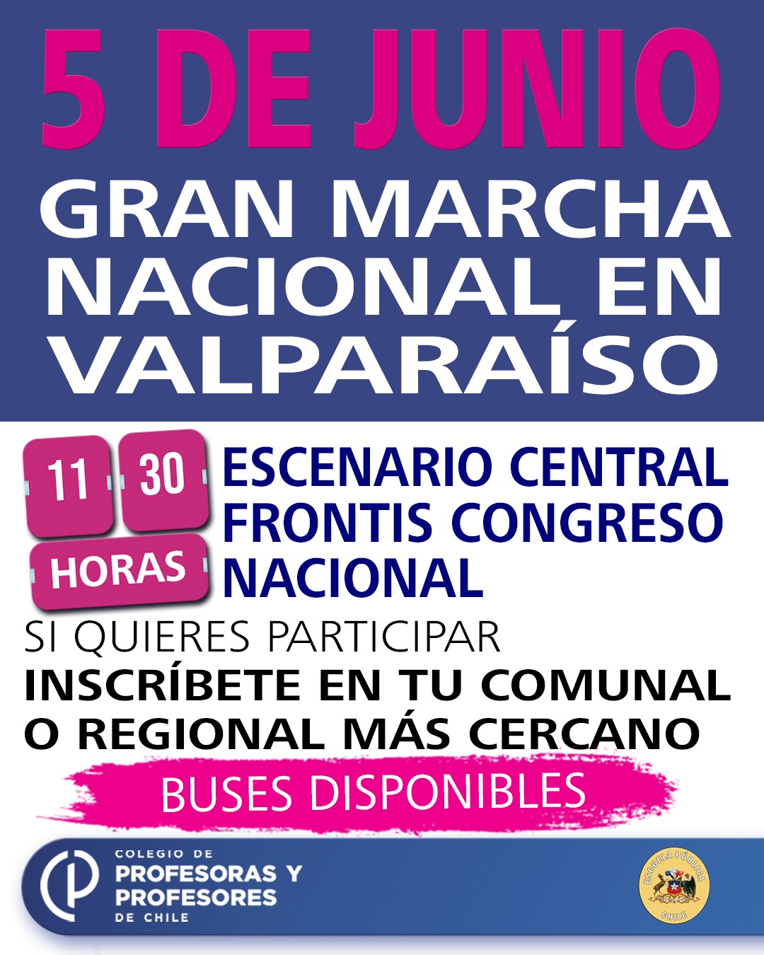 ÑUBLE se suma al paro de 48 horas y a la marcha en Valparaíso, convocado por el colegio de profesores.