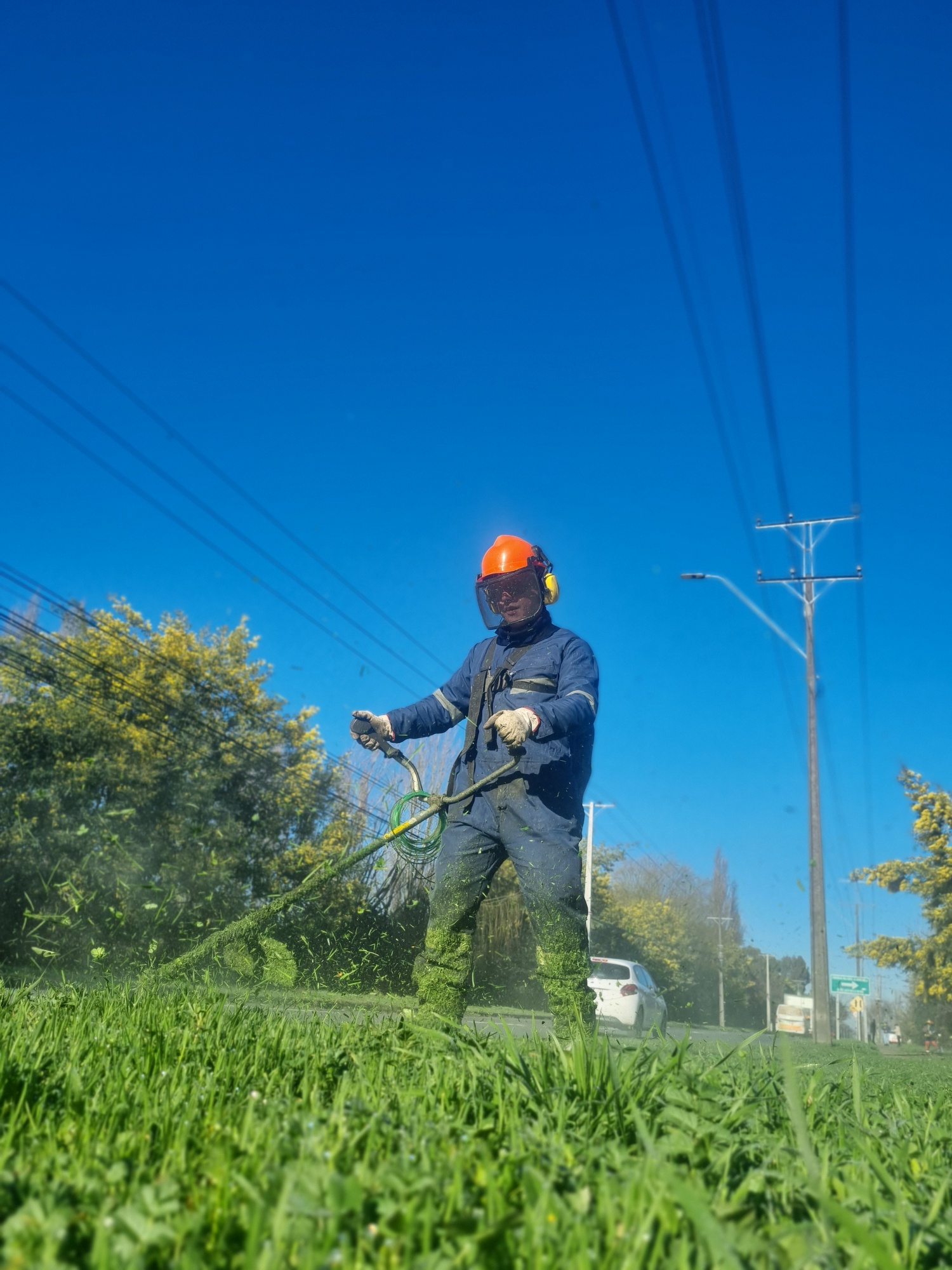 Municipio inicia temporada de corte de pasto en áreas verdes de Chillán