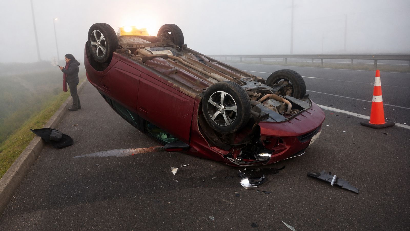 Colisión múltiple deja dos vehículos volcados en Ruta 5 Sur en San Carlos