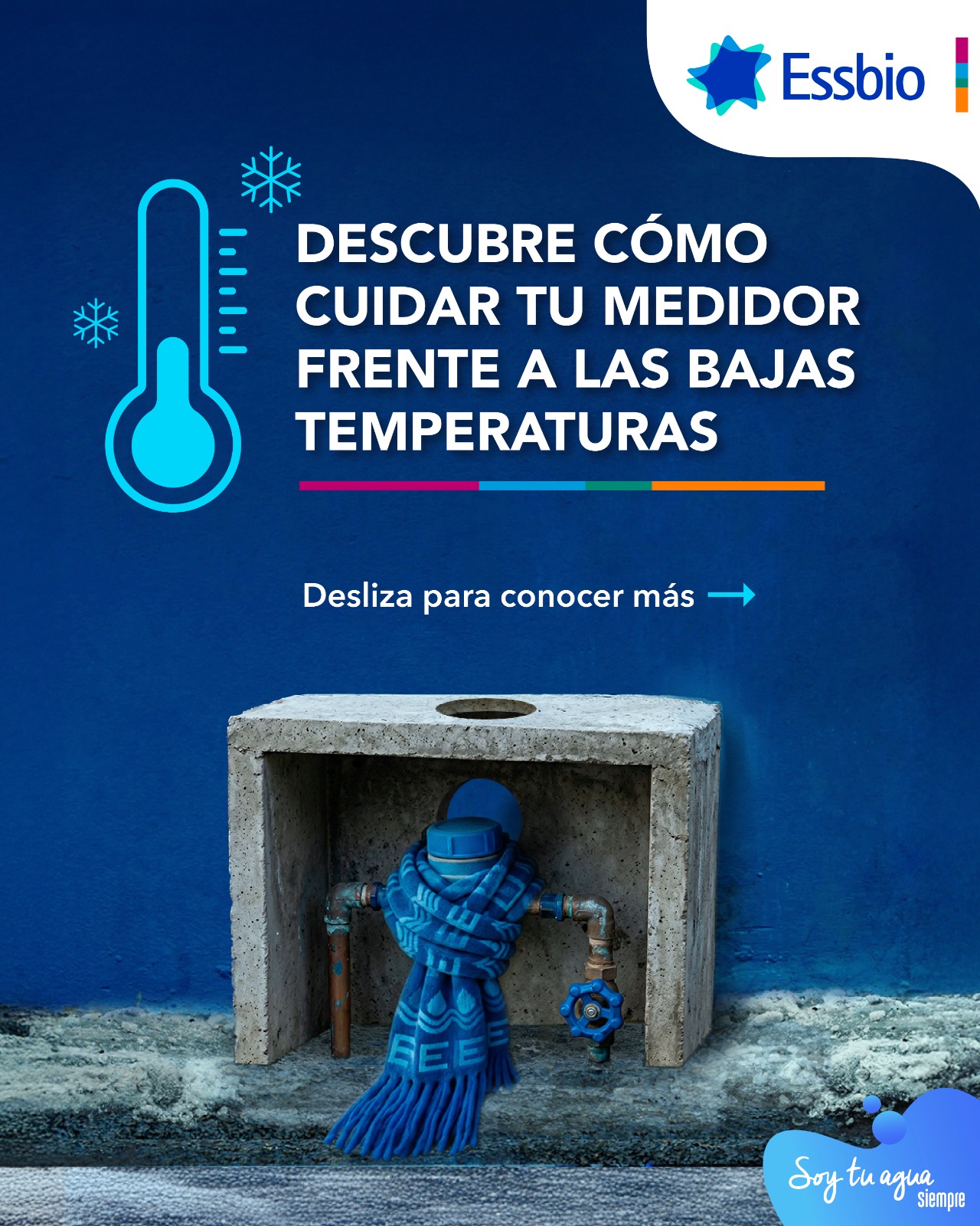 Essbio llama a proteger medidores para evitar congelamiento por ola de frio.