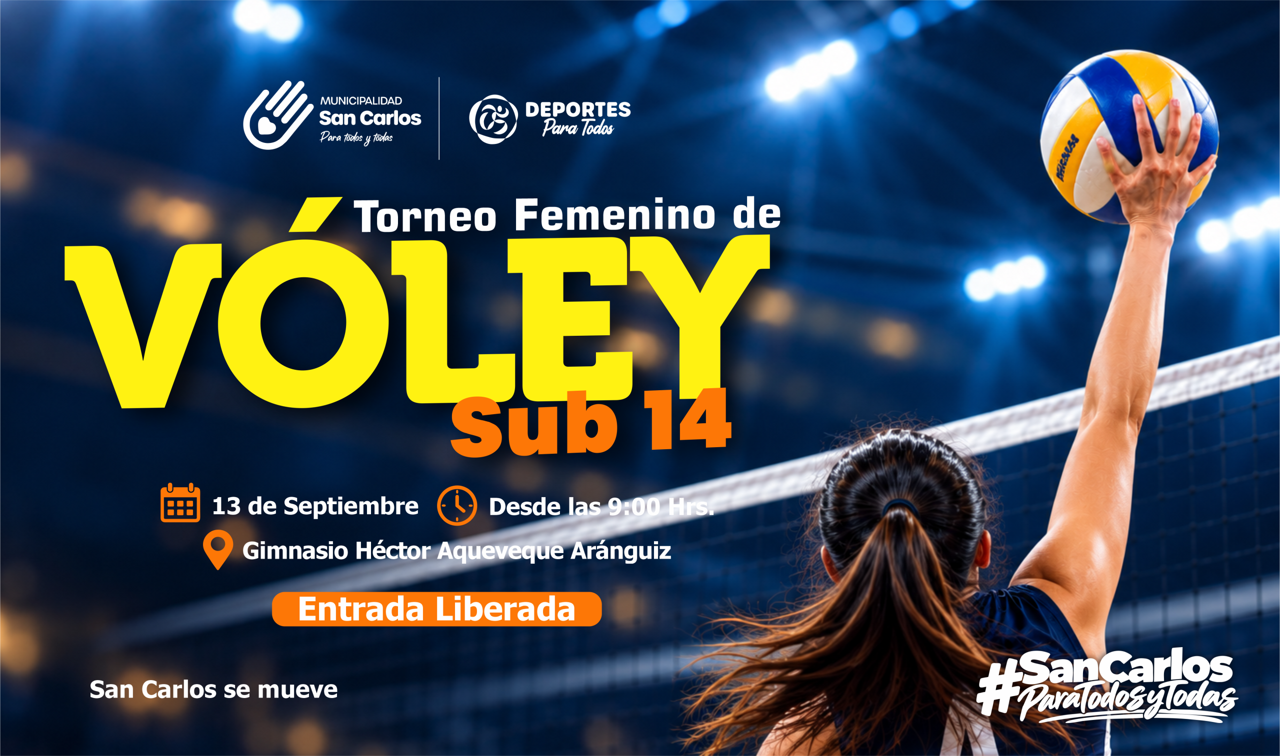 El vóley se toma San Carlos con torneo femenino Sub-14 y delegaciones de Maule, Biobío y Ñuble